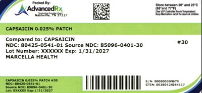 Capsaicin 0.025% Patch #30 (Capsaicin 0.025 Patch 80425 0541 01)